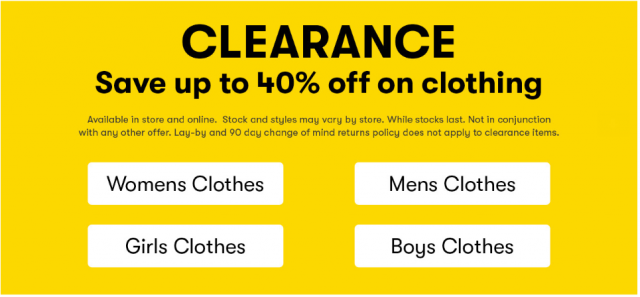 Big W - Mega Clearance Sale: Up to 40% Off on Clothing (In-Store ...
