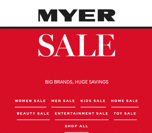 Myer - 5 Days Stocktake Sale: Up to 50 