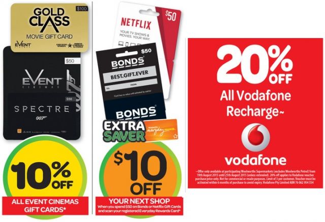 Event Cinemas Gift Cards Woolworths