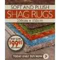 Deals Direct - Midday Exclusive Offer: FREE shipping on Luxurious Plaza Shag Rugs $99.95 RRP$299