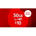 $10 Vodafone Prepaid Plus Starter Pack (Usually $40) - 50GB Data on Activation