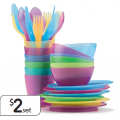 $2 for Assorted Kids Plastic Dinnerware (6, 18 pieces) 