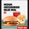 Hungry Jacks - $5 Medium Cheeseburger Value Meal via App (All States)