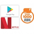 Woolworths - Earn 400 / 1000 Reward Bonus Points with $20 / $50 Google Play or Netflix Gift Cards - Starts Wed 5th Aug