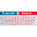 Dominos - 3 Large Pizzas + 3 Selected Sides $29.95 Pick-Up / $35.95 Delivery (codes)