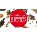 All Sale Rings &amp; Wristwear - 3 for $10 @ Lovisa