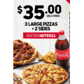 Pizza Hut - Latest Vouchers e.g. 3 Large Pizzas &amp; 2 Sides $35 Delivered &amp; More (codes)