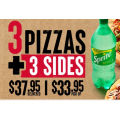 Pizza Hut - 3 Pizzas + 3 Sides $33.95 Pick-Up | $37.95 Delivered