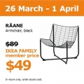 IKEA - Weekend Clearance: Up to 75% Off RRP e.g. RÅANE W64xL69, H71,5cm Armchair $49 (Was $89)