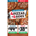 Dominos - 4 Traditional Pizzas + 4 Sides $38.95 Pick-Up / $44.95 Delivered (codes)