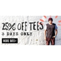 25% OFF ALL Tees @ Quiksilver 