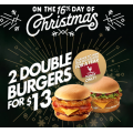 Red Rooster - 2 Double Hellfire / BBQ Bacon Burgers $13 (code)! Mon 16th - Fri 20th Dec