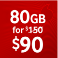 Vodafone - $150 Unlimited Talk &amp; Text 80GB Prepaid Plus Starter Pack, Now $90