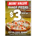 Dominos - Mini Value Pizzas $3 Pick-Up (code)
