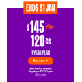 Amaysim - Unlimited Talk &amp; Text Optus 4G 120GB 1 Year Plan $145/First Renewal (Was $200)