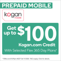 Kogan - Bonus $100 Kogan.com Credit with Unlimited Calls &amp; Text 486GB 365 Days Flex Plan $355 (code)