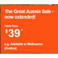 Jetstar - Aussie Flight Frenzy: Domestic Flights from $39 e.g. Adelaide to Melbourne $39