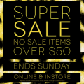 Super Sale: No Sale Items Over $50 (ends Sunday) @ Bardot