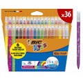 [Prime Members] BIC Kids Couleur Felt Tip Colouring Marker Pen Medium Point - Assorted Colours, Pack of 36 Coloured Felt