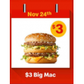McDonald&#039;s - $3 Big Mac via mymacca’s App! Today Only
