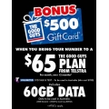 The Good Guys - Black Friday Special: Bonus $500 Gift Card with 60GB Data Telstra Powered Unlimited Talk &amp; Text Data Plan $65/Month (Minimum Cost $780 over 12 Months)