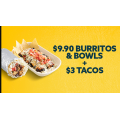 Guzman Y Gomez (GYG) - $9.90 Burritos &amp; Bowls and $3 Tacos via Menu Log
