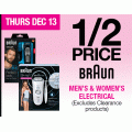 Priceline - Daily Deal: 50% Off Braun Men &amp; Women&#039;s Electrical Products e.g. BRAUN MobileShave Shaver M-30 $12.49