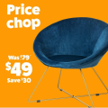 Reject Shop - Navy Plush Velour Chair with Vintage Gold Legs $49 (Save $30)