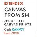 Snapfish - Flash Sale: 71% Off all Canvas Prints (code)