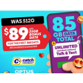 Catch Connect - Unlimited Talk &amp; Text 85GB Optus Powered 365 Day Mobile Plan $89 (Was $120)