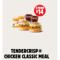 Hungry Jacks - 2 Tendercrisp Chicken Classic Meal for $14 via App