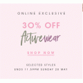 Cotton On - 30% Off Activewear: Tanks $3; Socks $3.47; Caps $3.5; Shorts $7; Tees $10; Crops $10.5 etc.