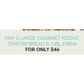 Crust Pizza -  2 Large Gourmet Pizzas, Starter Bread &amp; 1.25L Drink $46 Pick-Up (code)