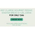 Crust Pizza - Any 2 Large Gourmet Pizzas, Starter Bread and 1.25L Drink $46 Pick-Up (code)