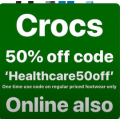 Crocs - 50% Off Footwear for Regular Customers / Health Care Workers (code)! In-Store &amp; Online 