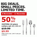 IKEA - Justera 24-piece Cutlery Set $9.99 (Was $19.99)