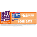 The Good Guys - Unlimited Talk &amp; Text Telstra Powered 60GB Data $65/Month Mobile Plan + Bonus $400 eGift Card