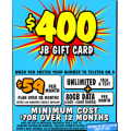 JB Hi-Fi - Bonus $400 JB Gift Card with Unlimited Talk &amp; Text 80GB Telstra Powered Data Plan $59/Month (In-Store Only)