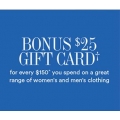 David Jones - Bonus $25 Gift card for every $150 spent on clothing! Ends 20 March