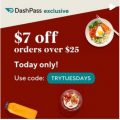 DoorDash - Daily Deal: $7 Off Orders over $25 for DashPass Members (code)! First Orders Only