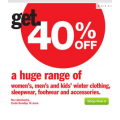 40% off on Winter clothing, sleepwear, footwear and accessories @ Target!!