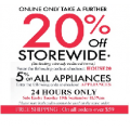Further 20% off Everything Storewide @ House Online!  Online only and for 24 hrs!
