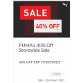 Puma Factory Outlet - 3 Days Weekend Sale: 40% Off Storewide [Fri 19th - Sun 21th Mar]
