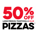 Dominos - 50% Off Large Premium/Super Premium and Traditional Pizzas (codes)! Selected Stores