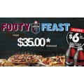 Domino&#039;s Footy Feast Coupon -  3 Pizzas 2 x Garlic Bread and 2 x 1.25L Drink from $35