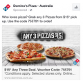 Domino&#039;s - Any 3 Pizzas for $15 (code)! Pick-Up Only