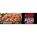 Dominos - 48 Hours Click Frenzy: 40% Off New Yorker, Large Premium or Traditional Pizzas Pick-Up/Delivery (code)