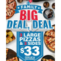 Dominos - 3 Large Traditional Pizzas + 3 Selected Sides $33 Delivered (code)