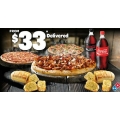 Domino&#039;s Pizza Australia - Any 3 Pizzas, 2 x Garlic Bread and 2 x 1.25L Coke delivered for $33 (1 Week Only)