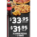Pizza Hut - Latest Offers e.g. 3 Large Pizzas + 2 Sides $31.95 Pick-Up / $33.95 Delivered &amp; More (codes)
